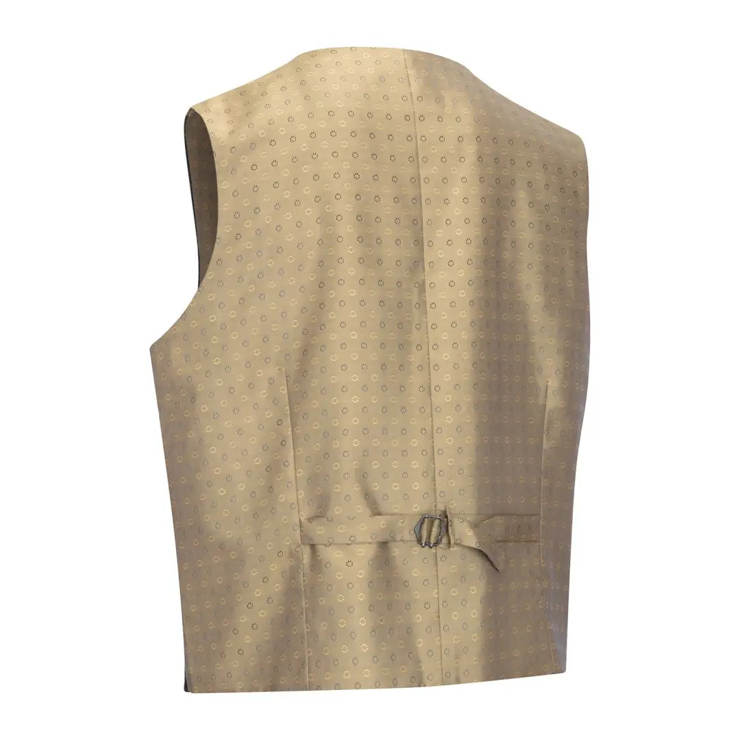 Beige Wool Tweed Waistcoat featuring adjustable back strap and subtle pattern