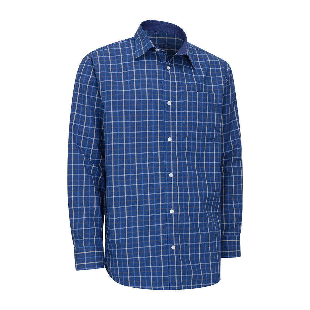 Blue plaid long-sleeved New Forest Premium Tattersall Shirt for stylish comfort