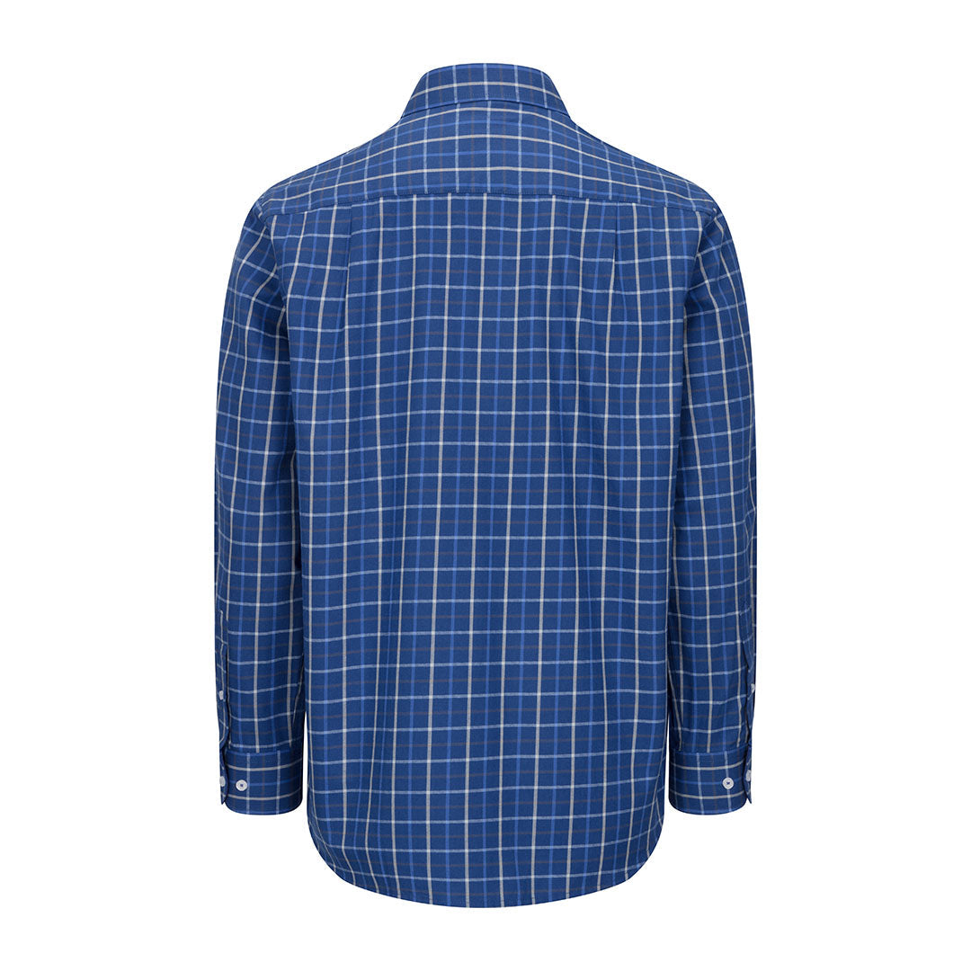 Blue and white checkered long-sleeved New Forest Premium Tattersall Shirt for casual style