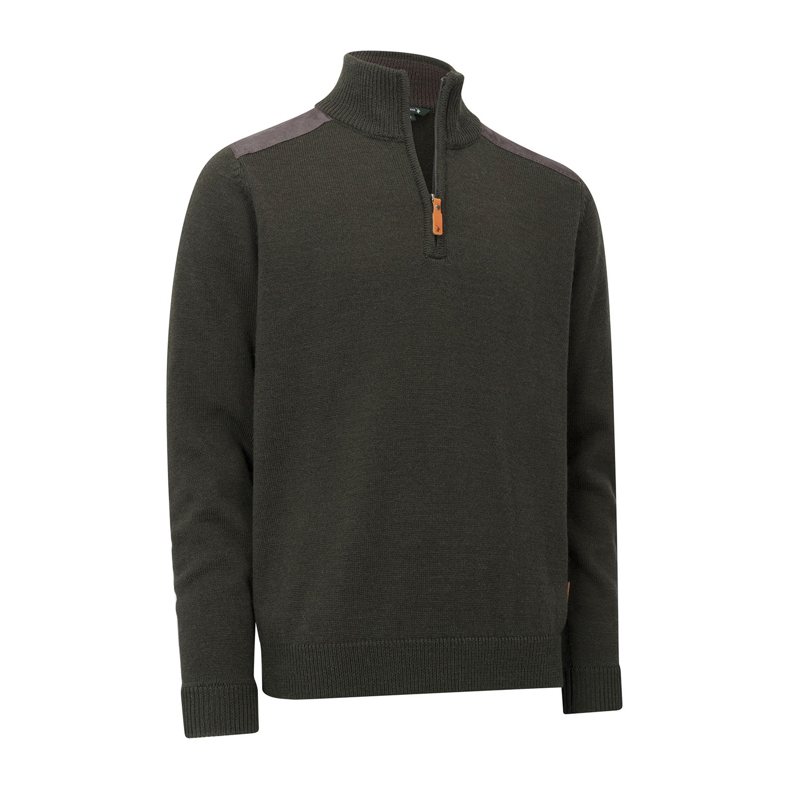 Olive green quarter-zip sweater from the New Forest Raven Zip Neck Jumper collection