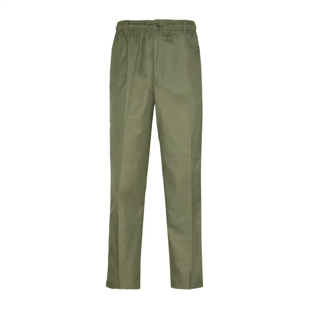 Olive green New Forest Rugby Trousers with elasticated waistband for comfy style