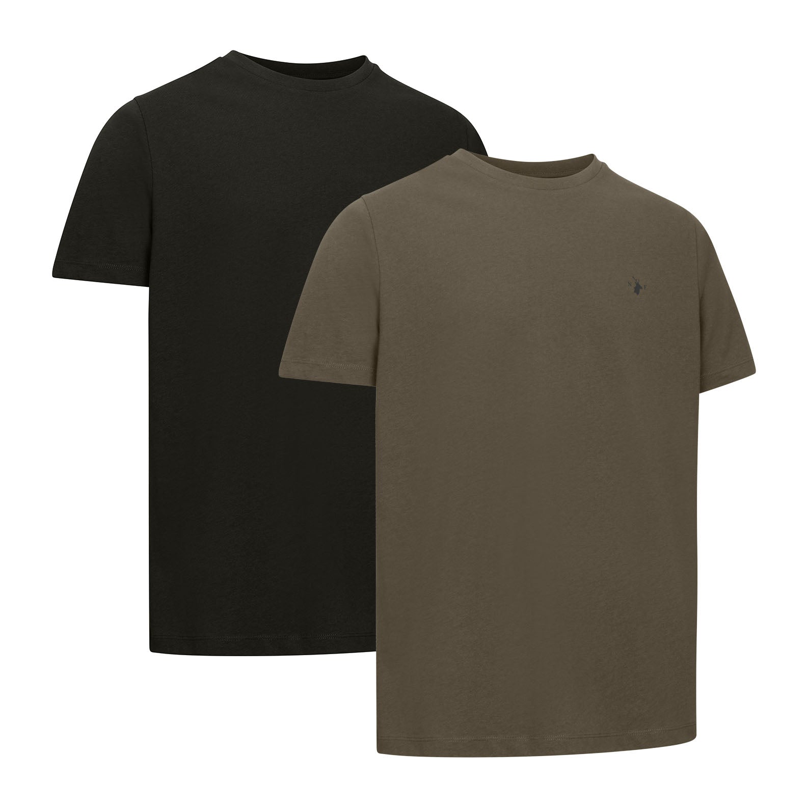 Two solid-colored t-shirts from the New Forest T-Shirt 2-Pack for country clothing lovers