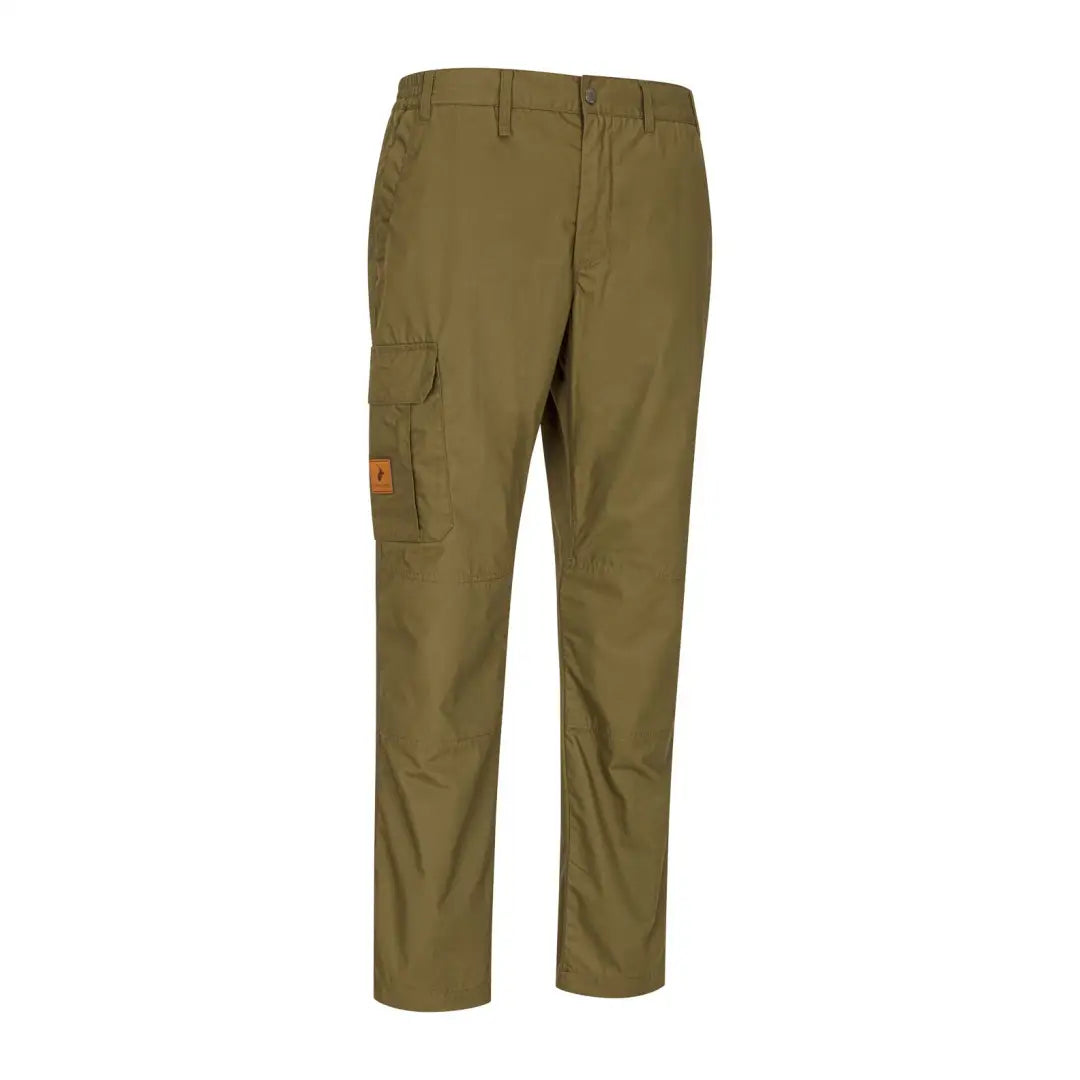 Olive green New Forest Trail Trousers with side pocket and orange accent for outdoor adventures