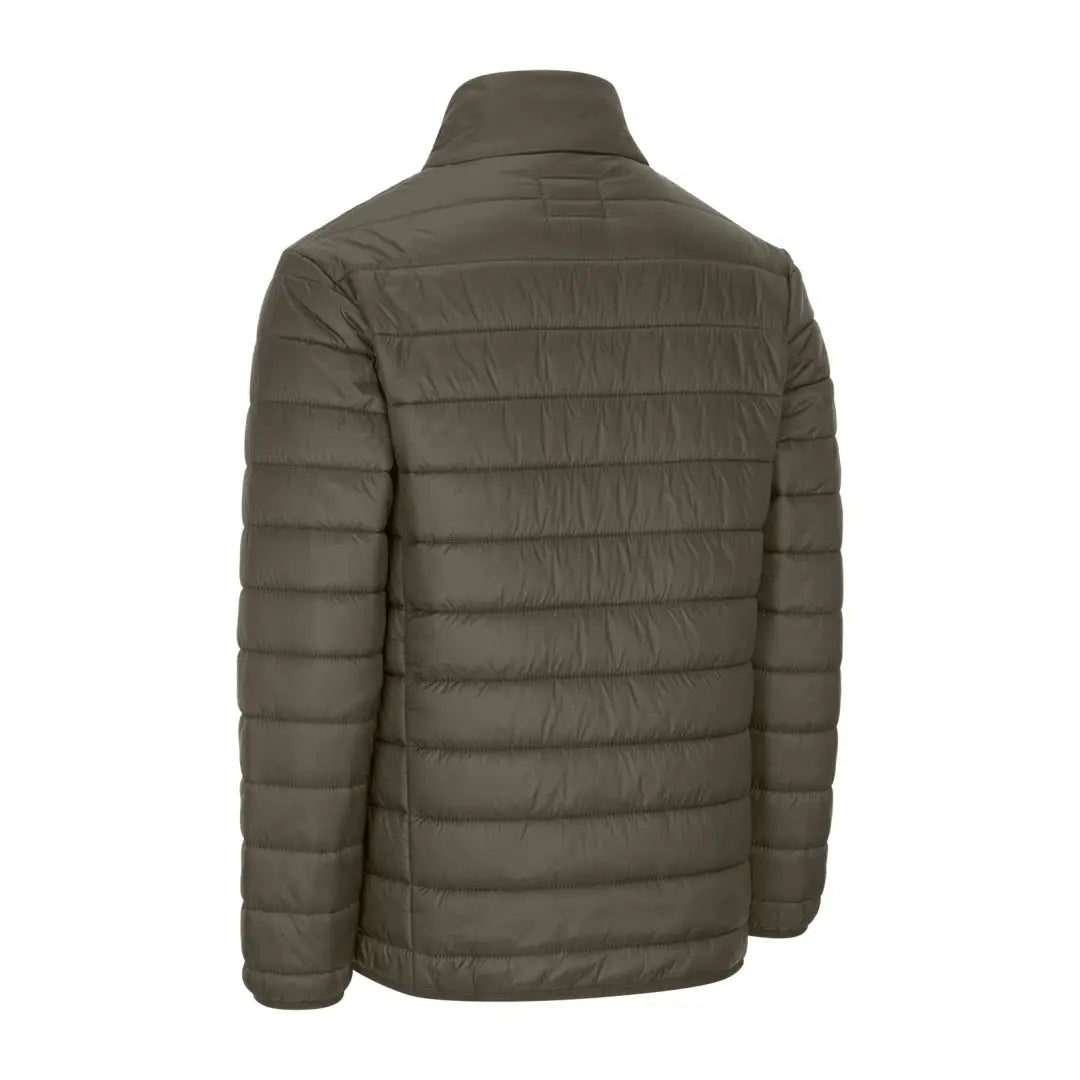 Olive green quilted puffer jacket, perfect for your next forest trek adventure