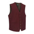 Burgundy wool mix waistcoat with six buttons and a stylish V-neckline