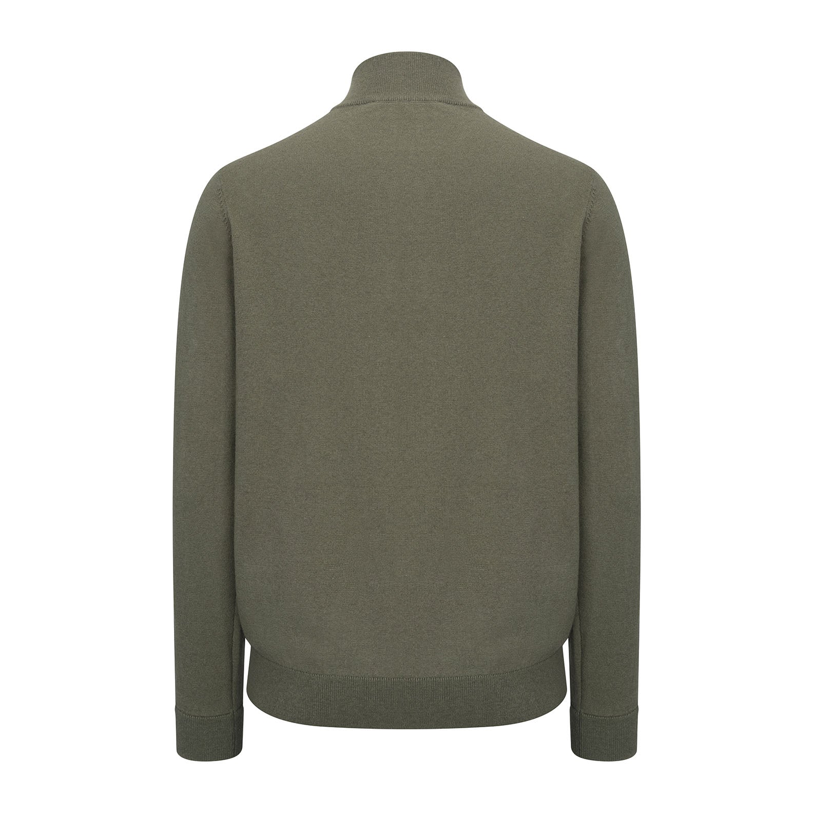 Olive green New Forest Zip Neck Jumper, perfect for cozy, stylish layering