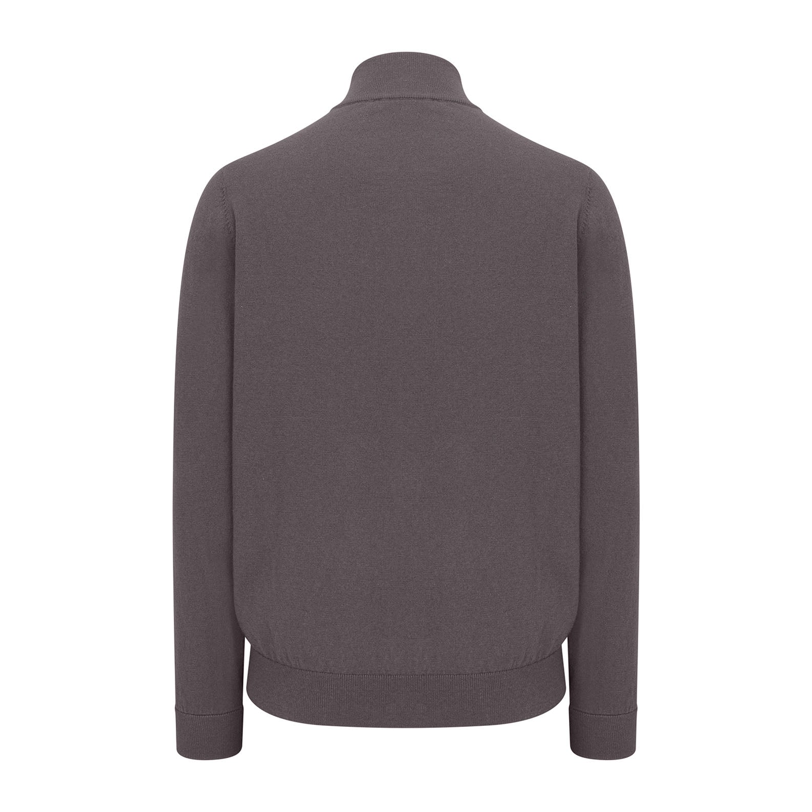 Gray long-sleeved collared shirt with New Forest Zip Neck Jumper style