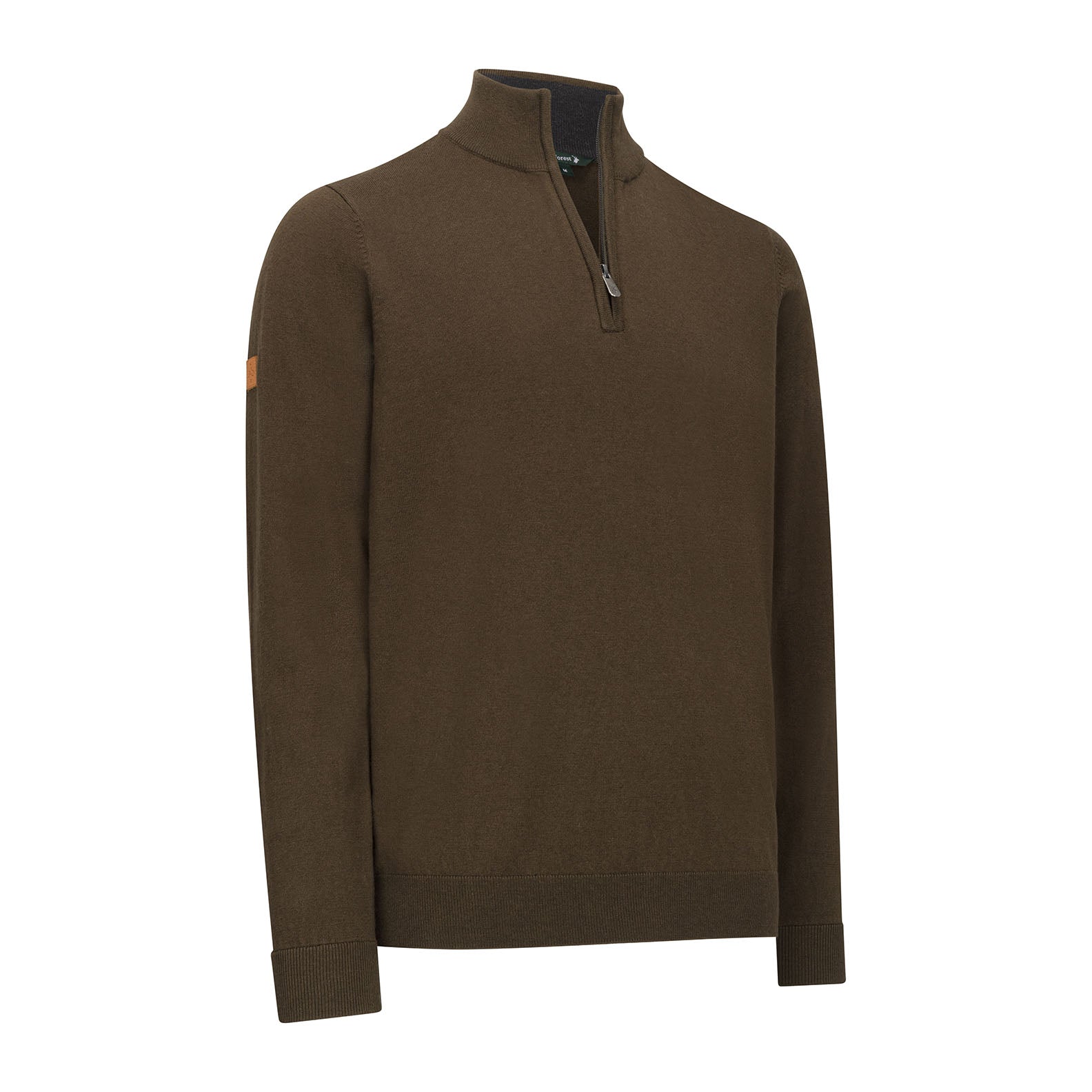 Olive green zip neck jumper from New Forest, perfect for casual layering