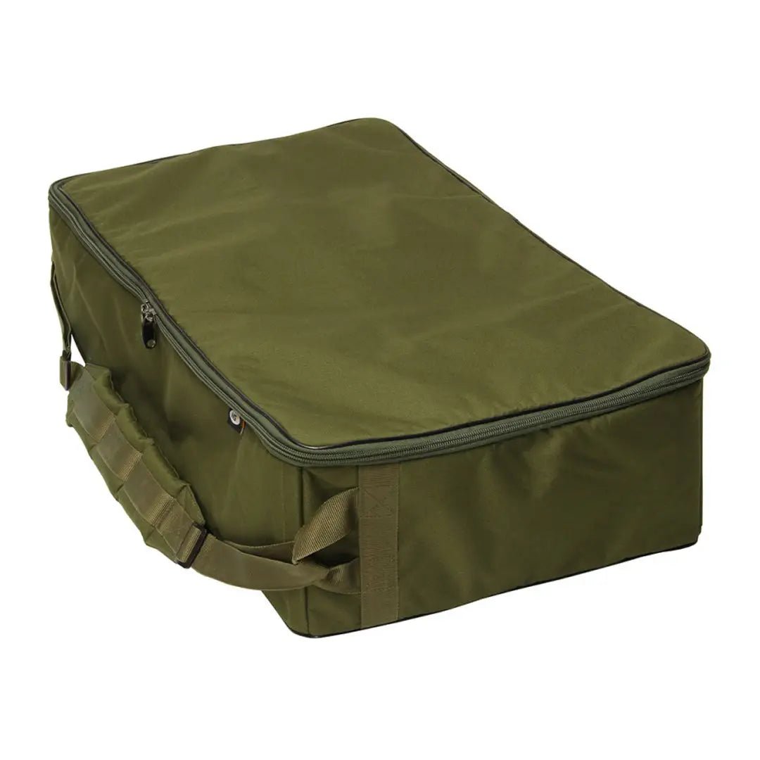 Olive green NGT Bait Boat Bag with zipper and strap for easy storage and transport