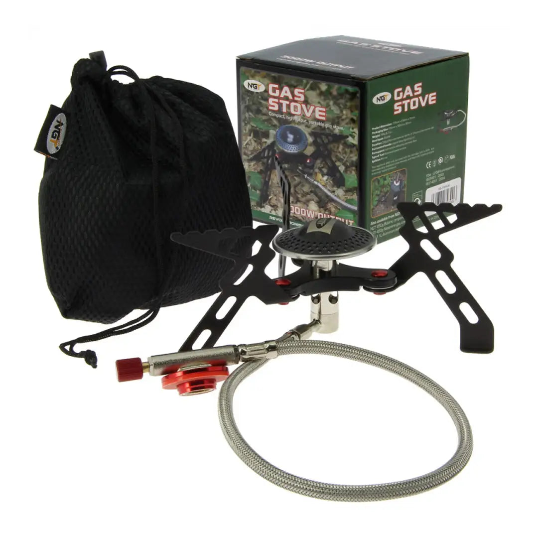 Portable NGT Compact High Output Stove with fuel hose and carrying bag for camping