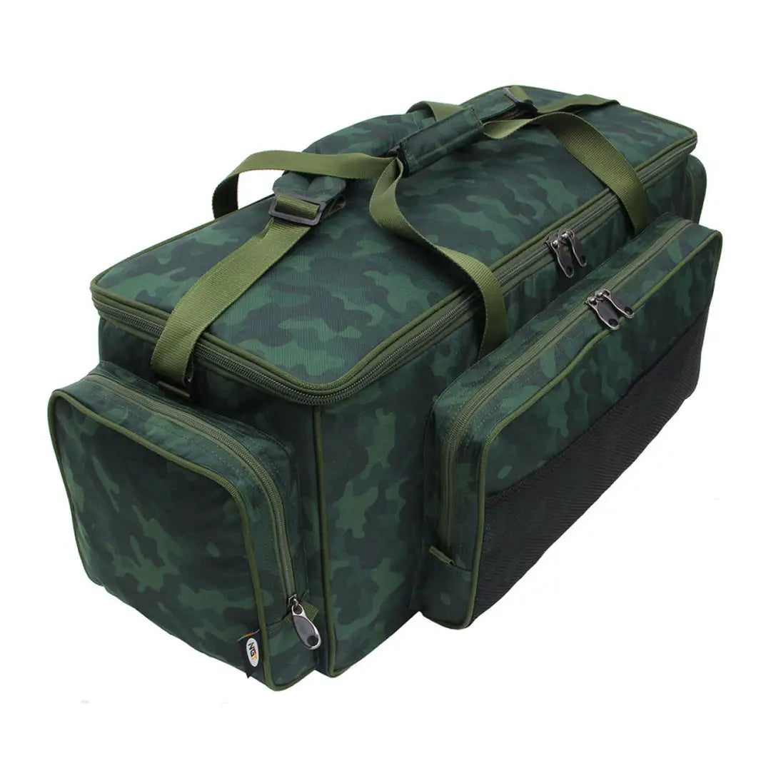 Camouflage-patterned NGT Large Insulated Carryall with insulated main and three zipped compartments