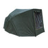 Green NGT Wrap Winter Overskin tent with a clear window panel for cozy camping