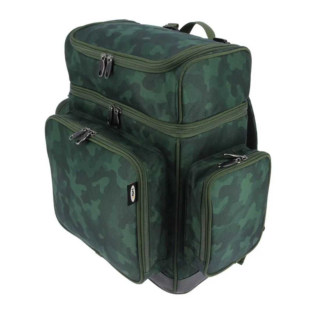 Green camouflage NGT XPR rucksack with compartments, perfect for country clothing and hunting