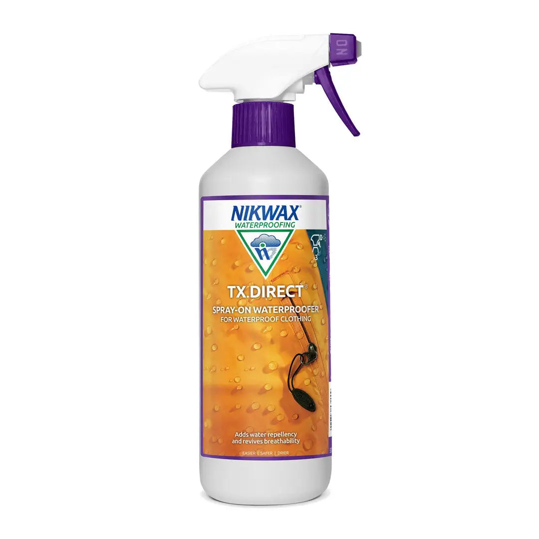 Nikwax TX.Direct spray bottle for waterproofing outdoor gear and country clothing