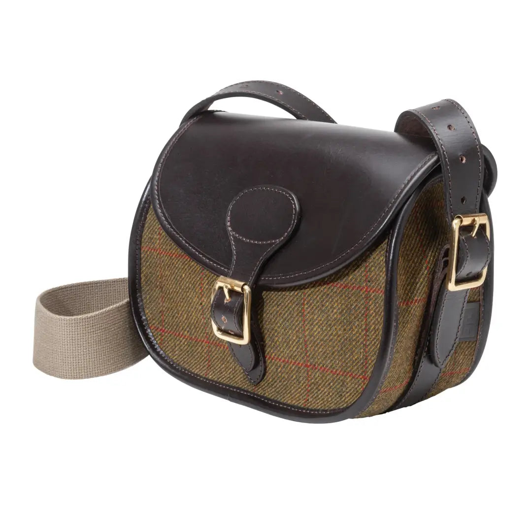 Stylish Parker-Hale Hambledon Tweed Cartridge Bag with leather, tweed, and canvas strap