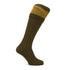 Long olive green knitted Pennine Penrith shooting socks with a stylish cuff design