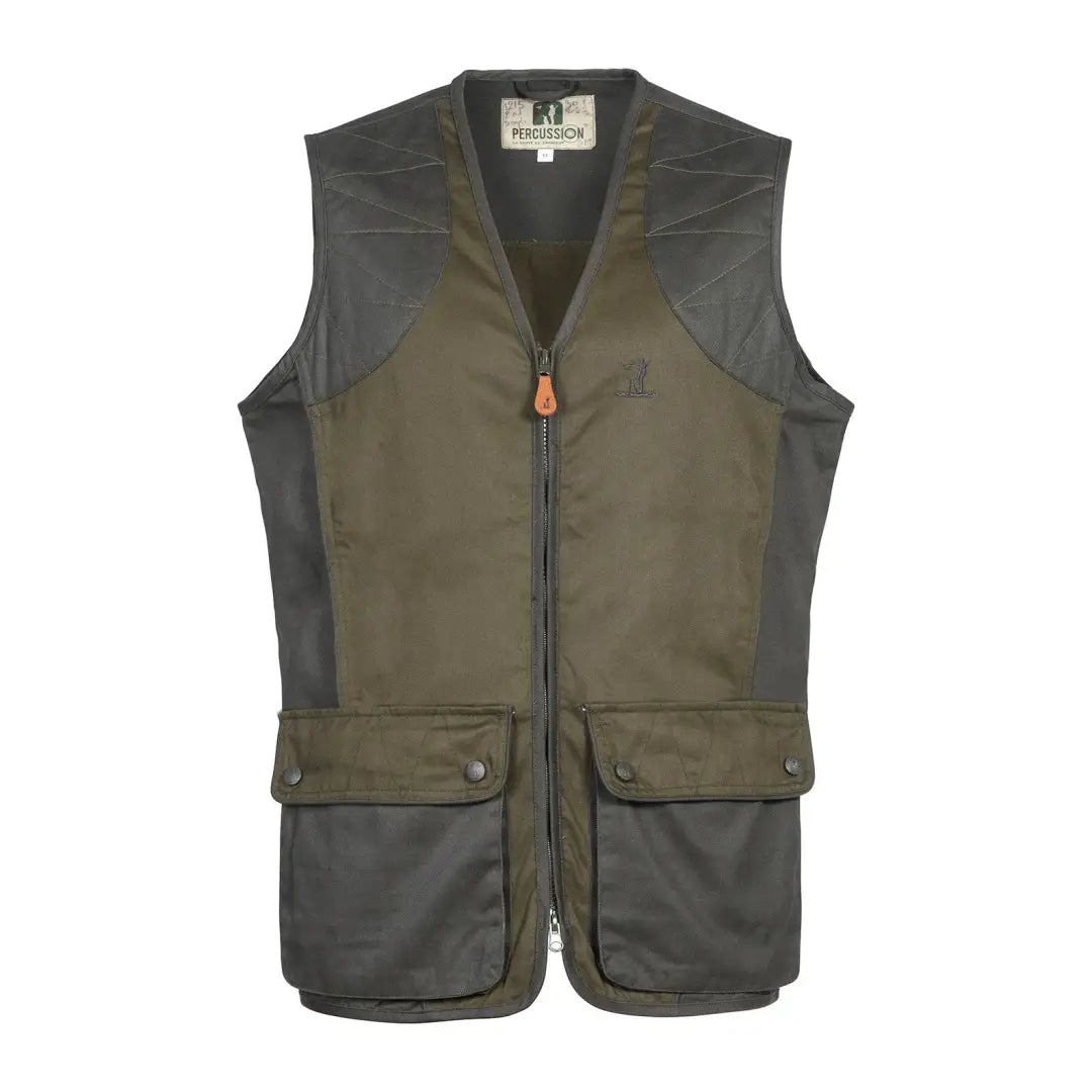 Olive green and gray Percussion Child’s Tradition Hunting Vest with pockets and zipper