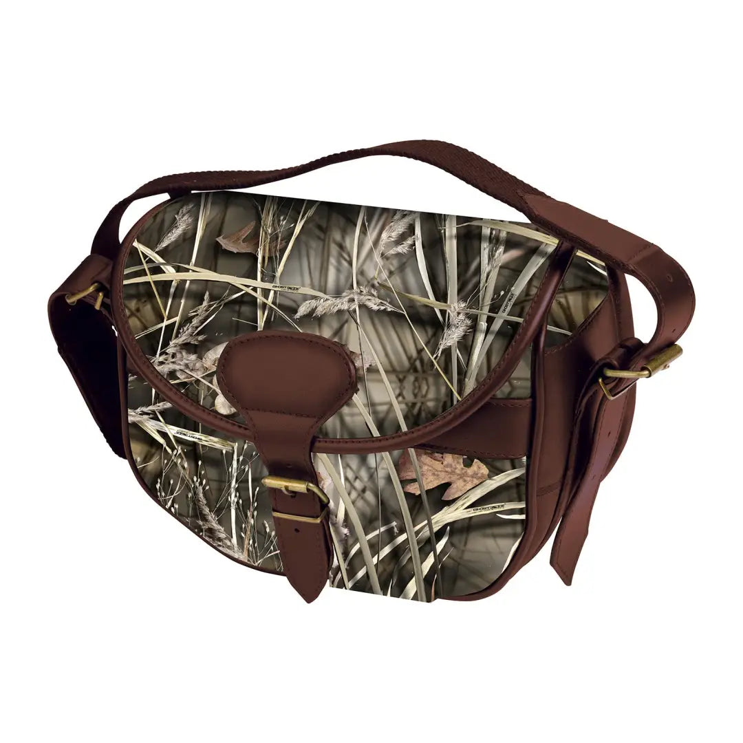 Camouflage-patterned Percussion Ghost-Camo Cartridge Bag with leather trim for hunting