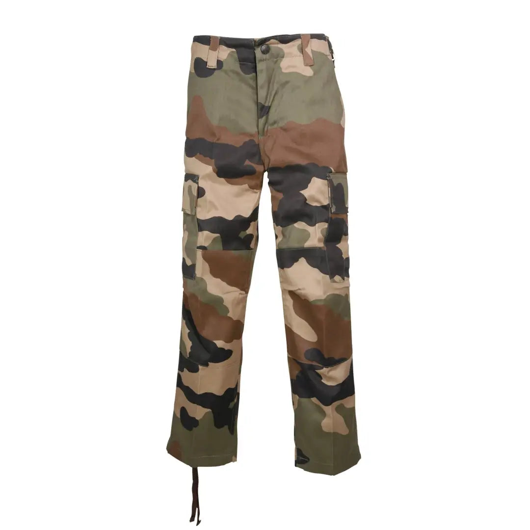 Camouflage military-style Percussion Childrens BDU Camo Trousers with pockets and cuffs