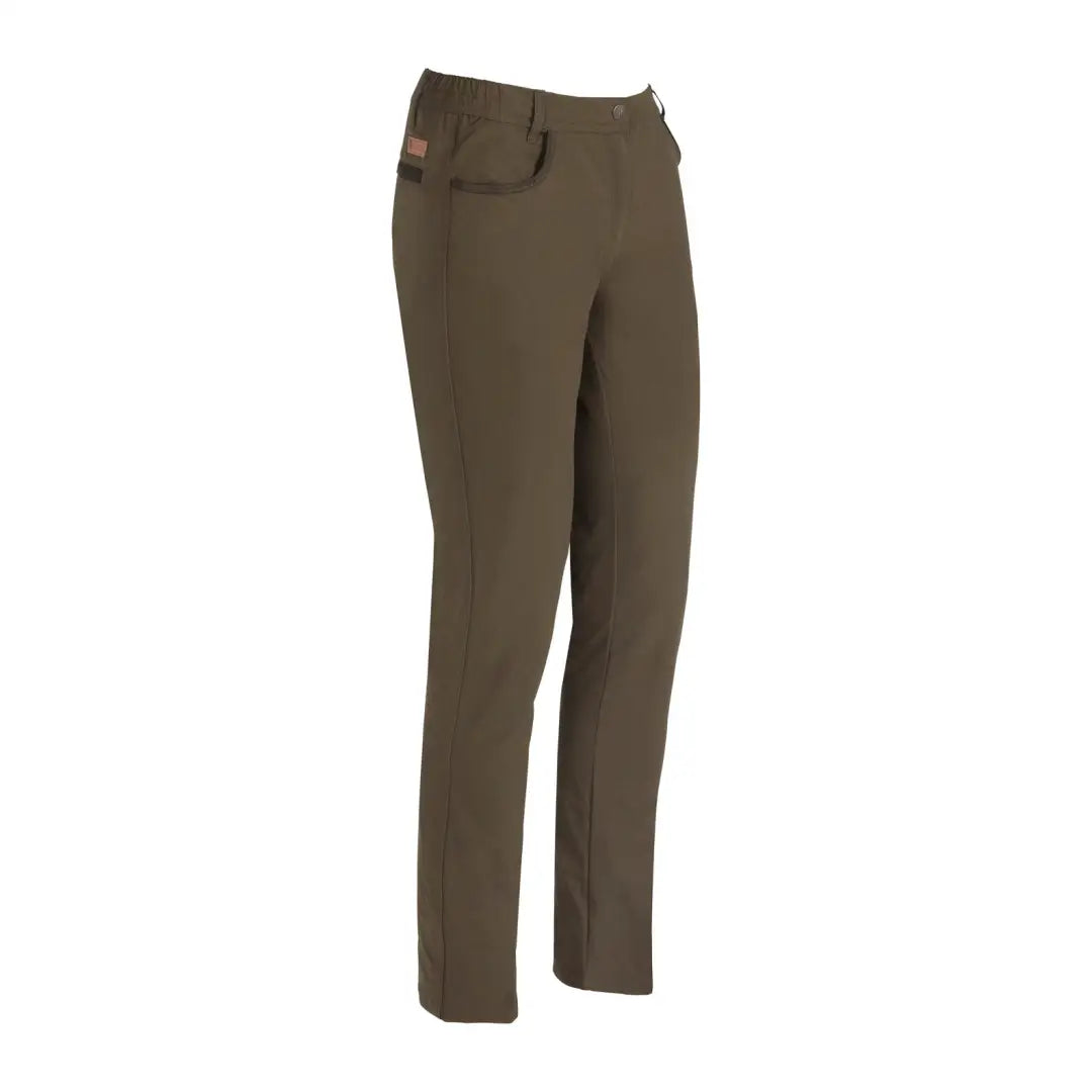 Percussion Ladies Savane Hyperstretch Trousers in olive green for added comfort and style