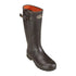 Dark brown Percussion Rambouillet Zip Boots with bright orange neoprene lining