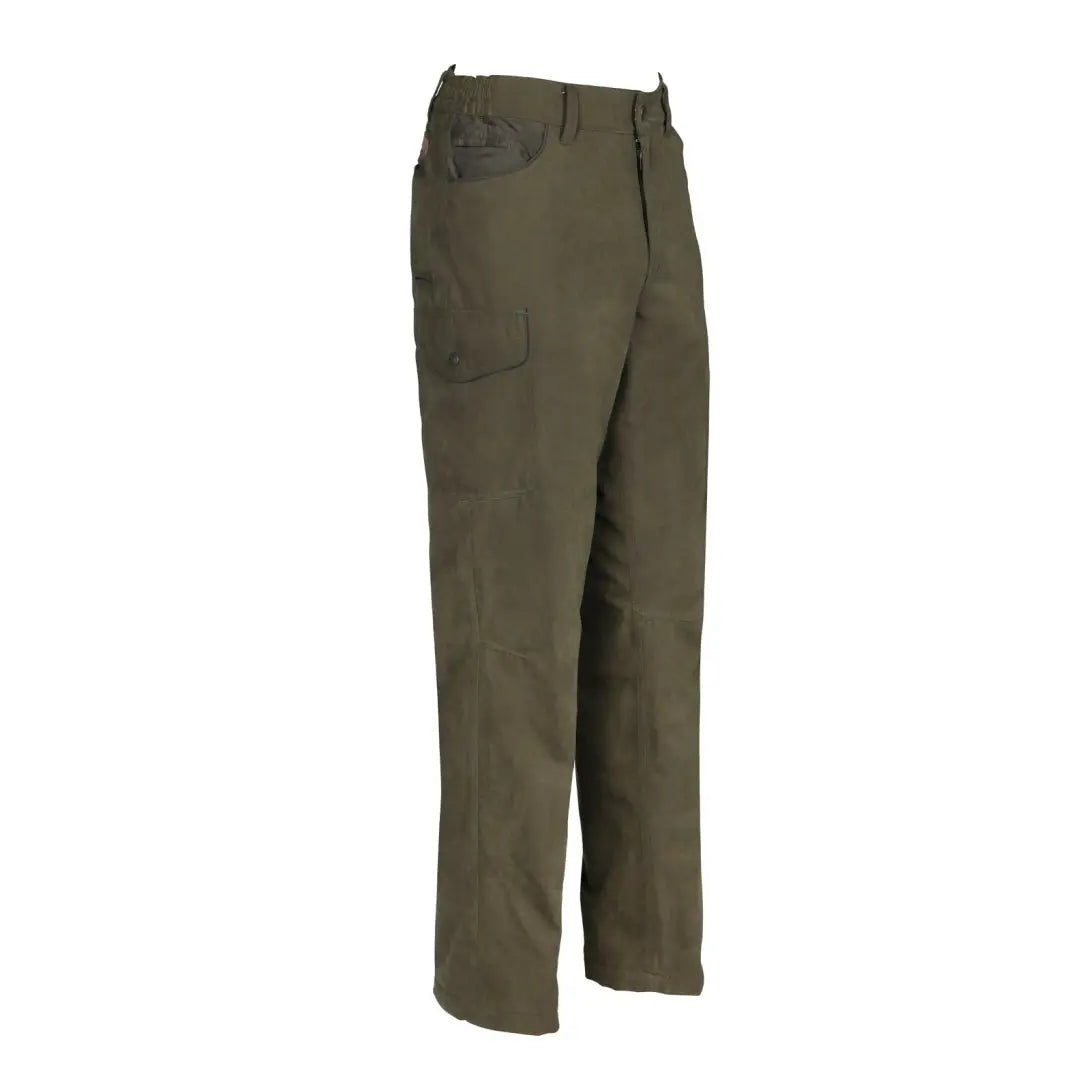 Olive green Percussion Rambouillet warm trousers with handy side pockets