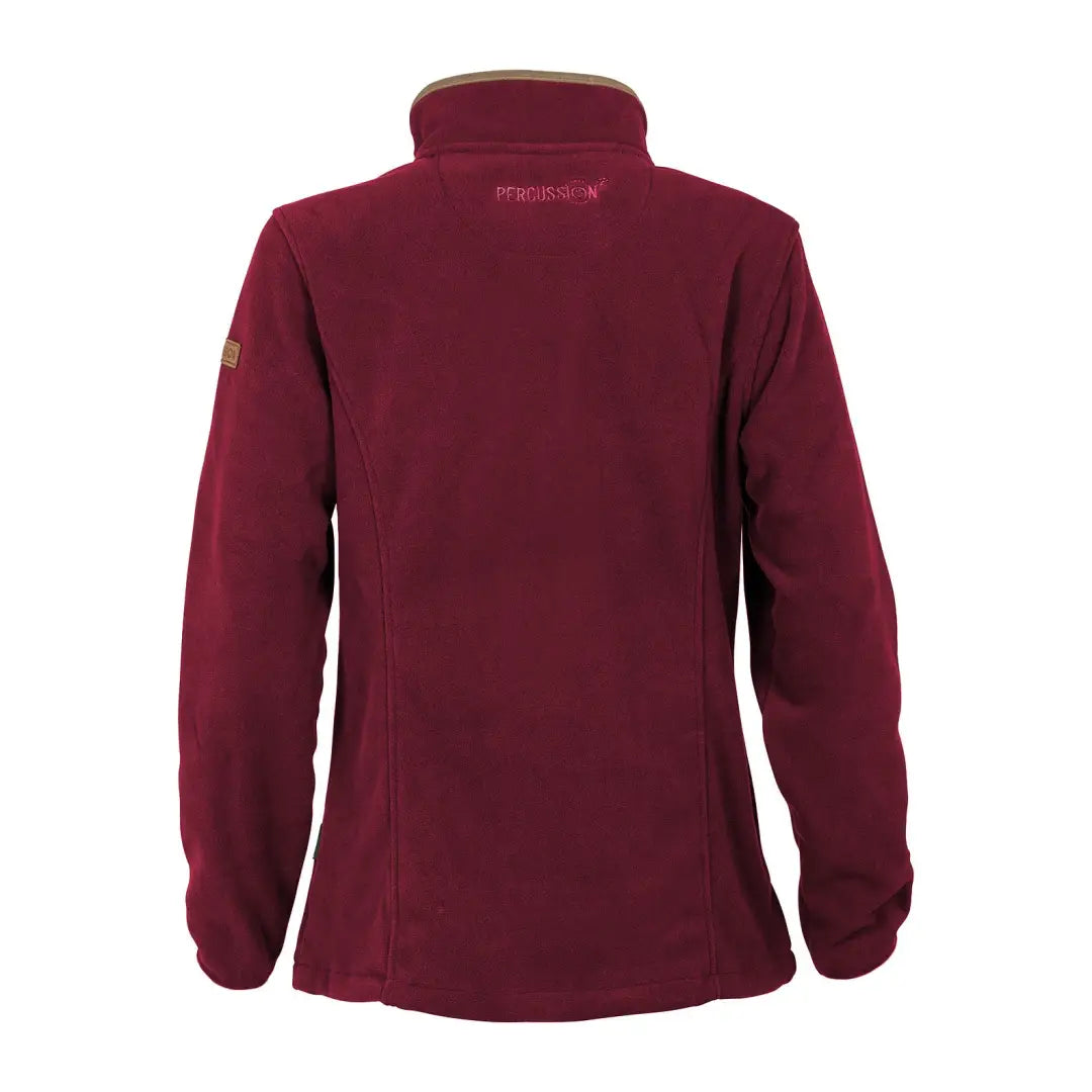 Burgundy Percussion Scotland Ladies fleece jacket with high collar and zipper closure