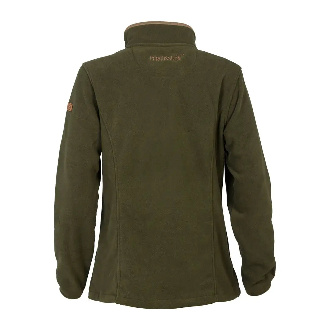 Olive green ladies fleece jacket with high collar and zipper from Percussion Scotland