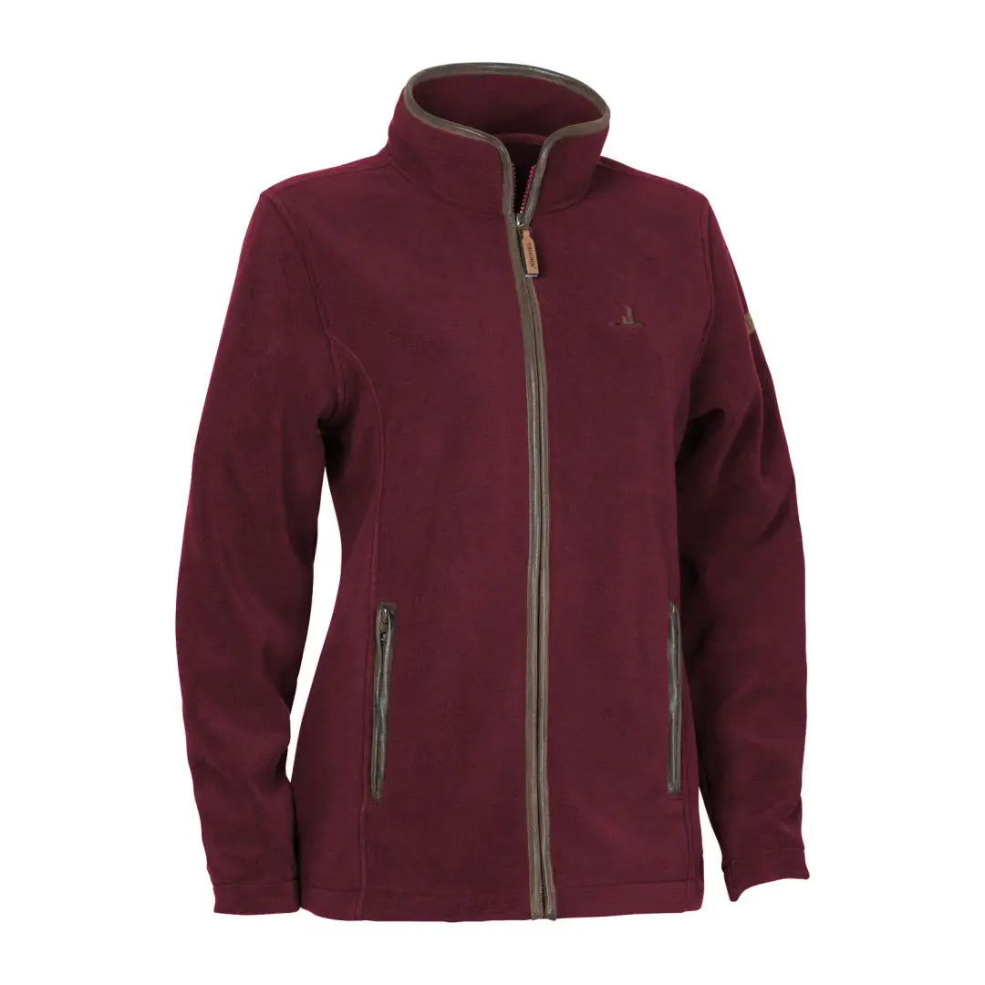 Burgundy Percussion Scotland Ladies Fleece Jacket with full zipper and contrast trim