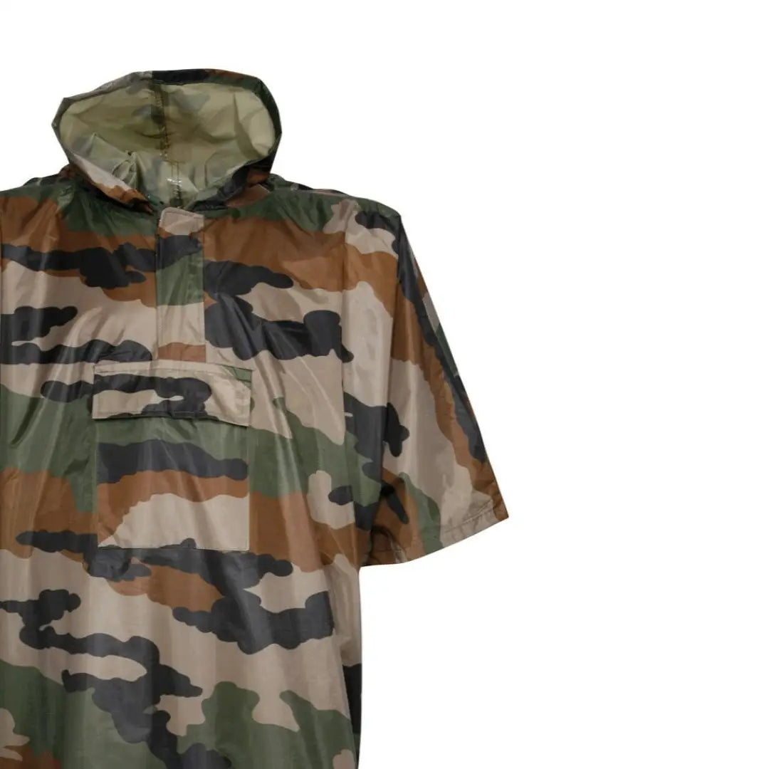 Camouflage-patterned Percussion Waterproof Poncho with short sleeves for outdoor fun