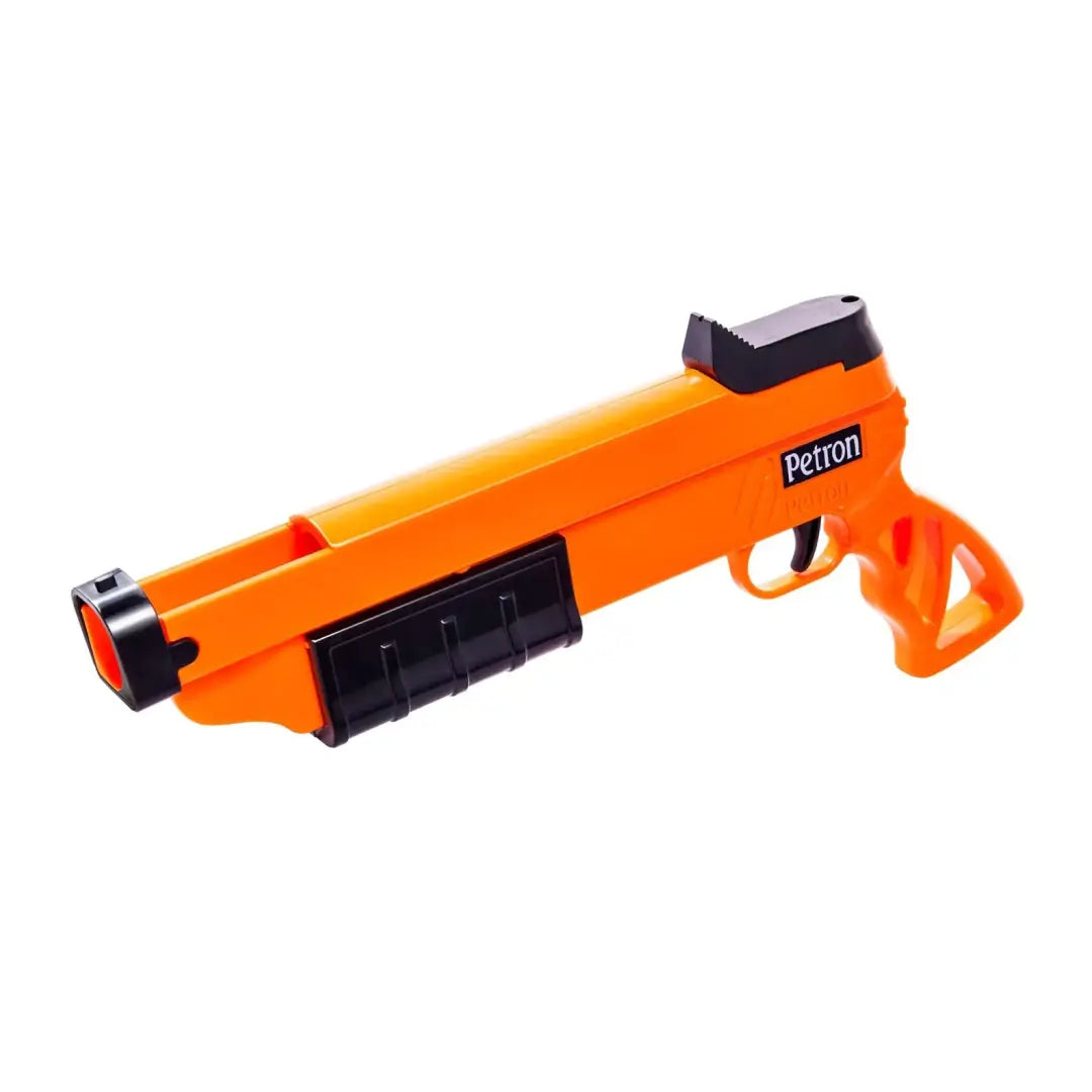 Bright orange Petron Sureshot Pistol toy gun with sleek black accents and grip