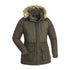 Dark green Pinewood Abisko 2.0 ladies hunting jacket with fur hood and magnetic buttons