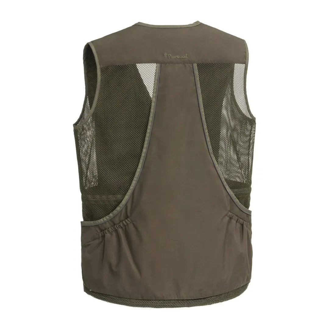 Olive green Pinewood Dog Sports Vest 2.0 featuring mesh panels and plenty of pockets