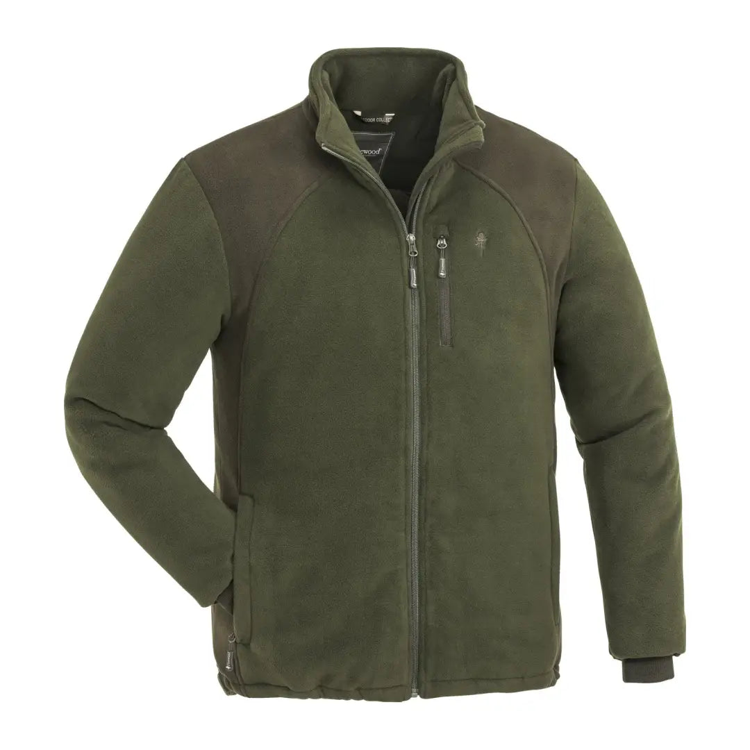 Dark green Pinewood Harrie Fleece jacket with zipper and chest pocket for cozy style