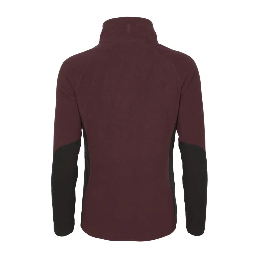 Burgundy Pinewood Ladies Air Vent Fleece Jacket with black sleeves and high collar