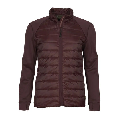 Burgundy quilted Pinewood Ladies Finnveden Hybrid Power Fleece Jacket with zipper