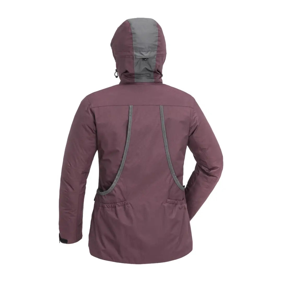 Burgundy Pinewood Womens Dog Sport Jacket 2.0 with gray accents and pockets