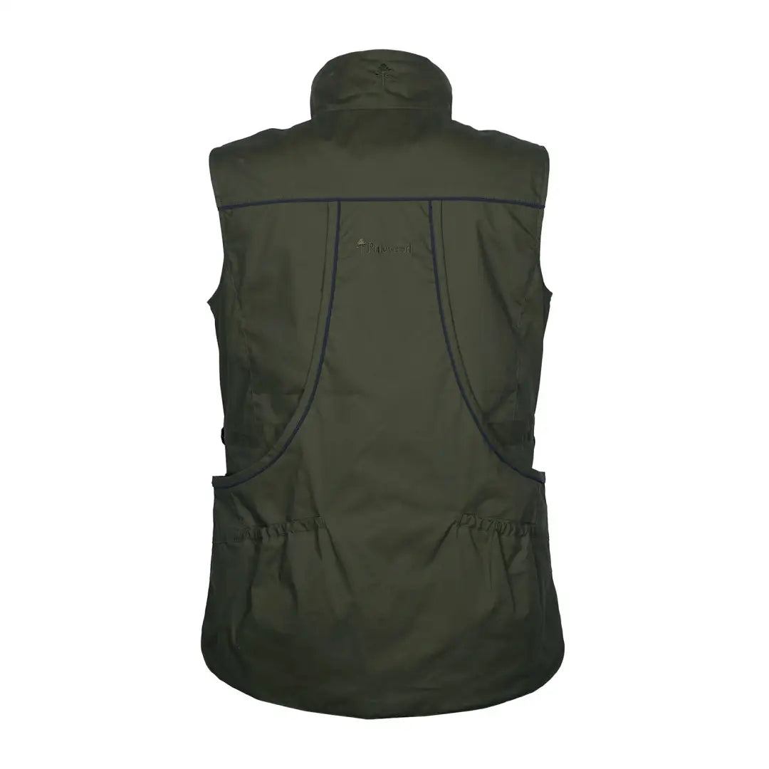 Dark green sleeveless sports trainer vest for dog sports with pockets and high collar