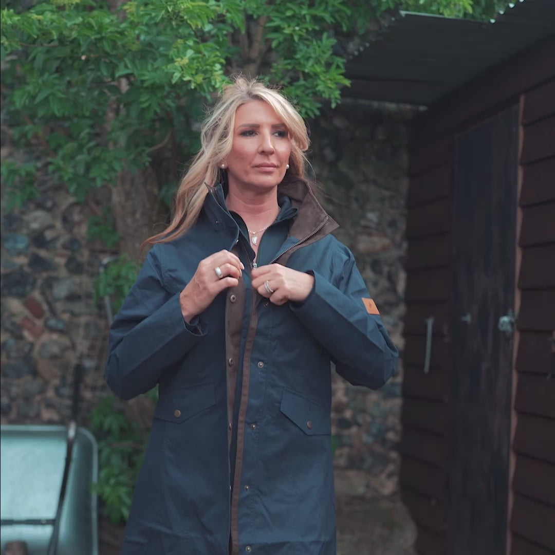 Load video: New Forest Alice Waterproof Coat#colour_navy