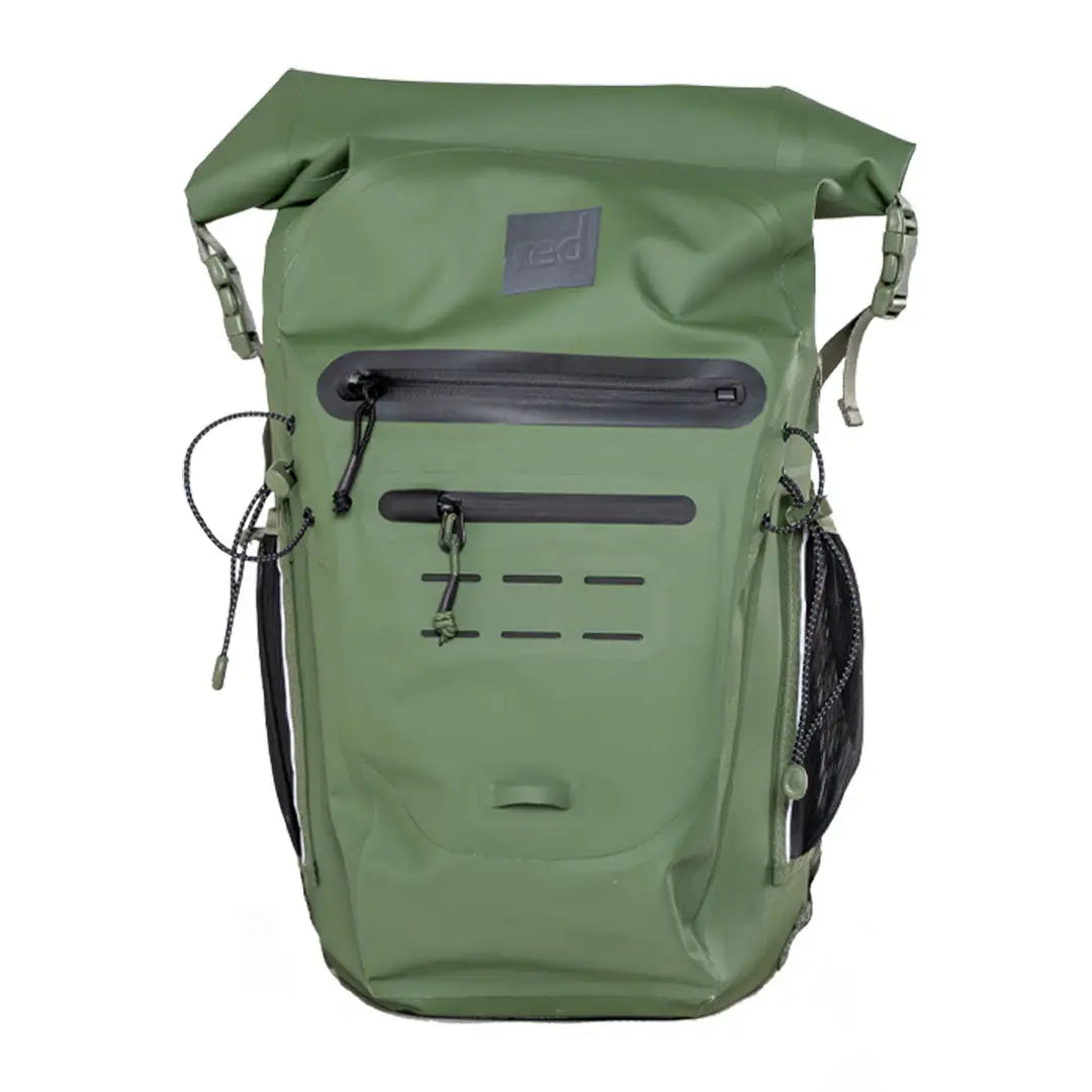 Green adventure waterproof backpack with zippered compartments and adjustable straps