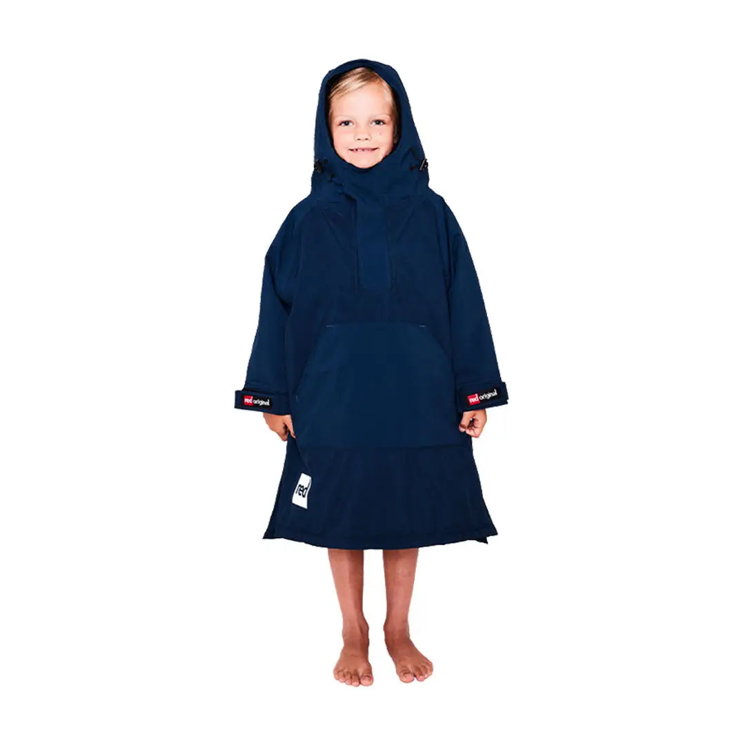 Red Kids Dry Poncho for fun and cozy drying after beach or bath time adventures