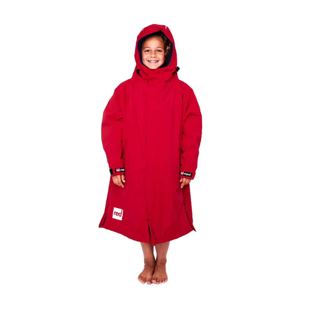 Bright red Kids Dry Pro Robe perfect for cozy warm after bath fun