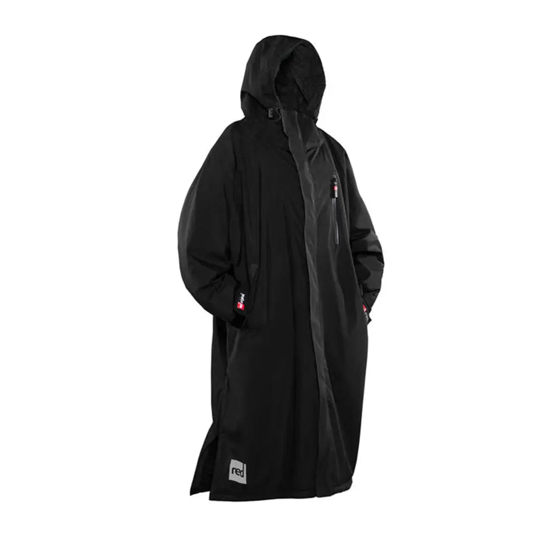 Stylish Black Hooded Winter Coat with Zipper and Pockets for the Red Pro Change Robe