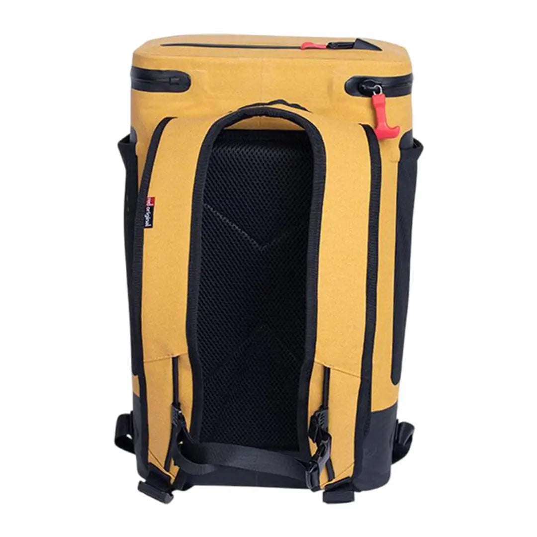 Yellow and black cool bag backpack with mesh pockets and adjustable straps