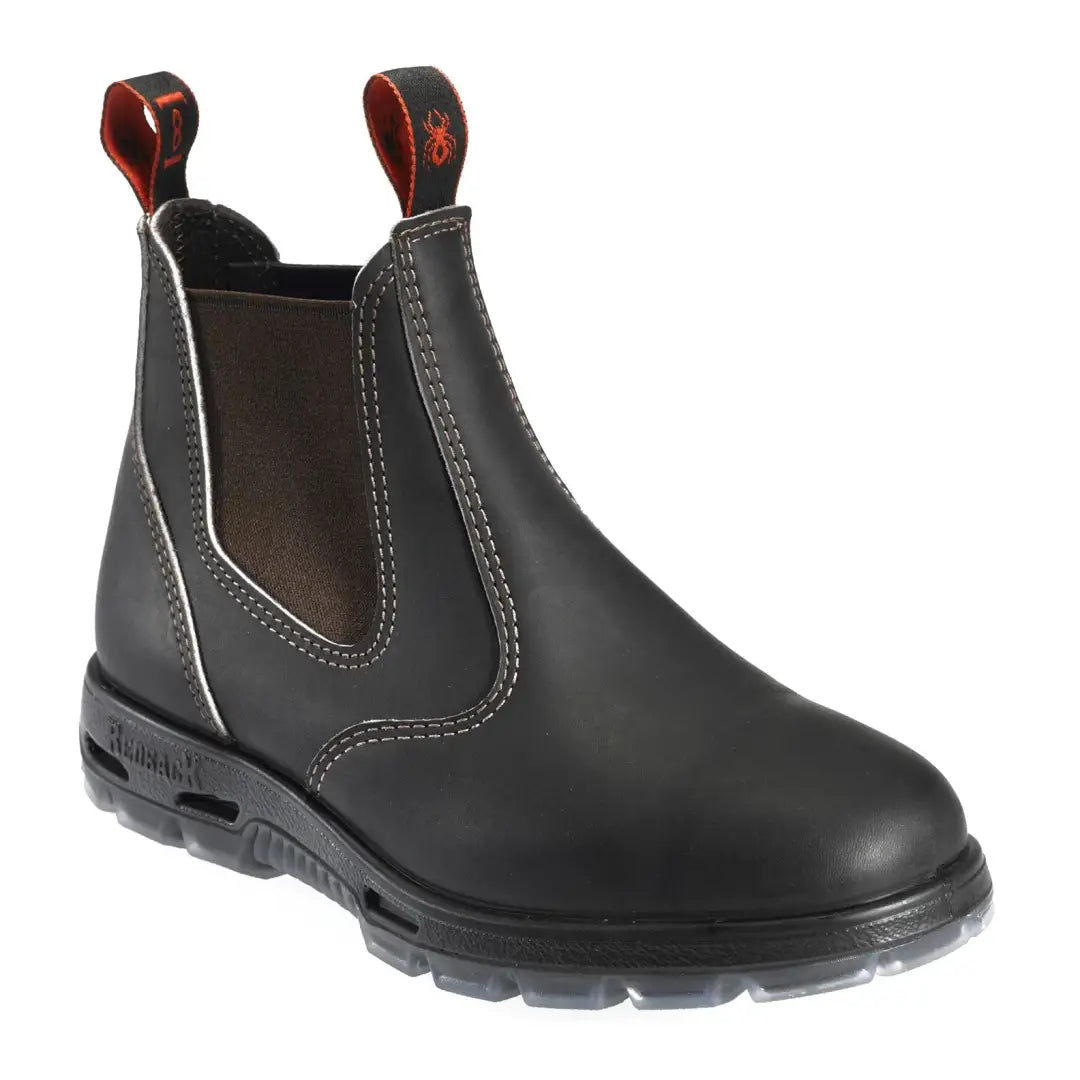 Stylish Black Leather Chelsea Boot with Elastic Panels, perfect Redback Boot choice