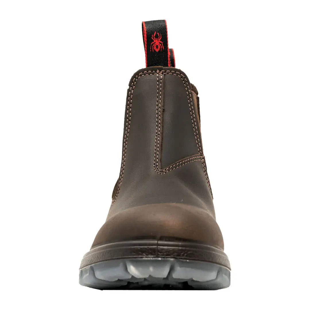 Brown leather Redback Nevada Soft Toe Aquapel Boot with rubber sole and elastic sides