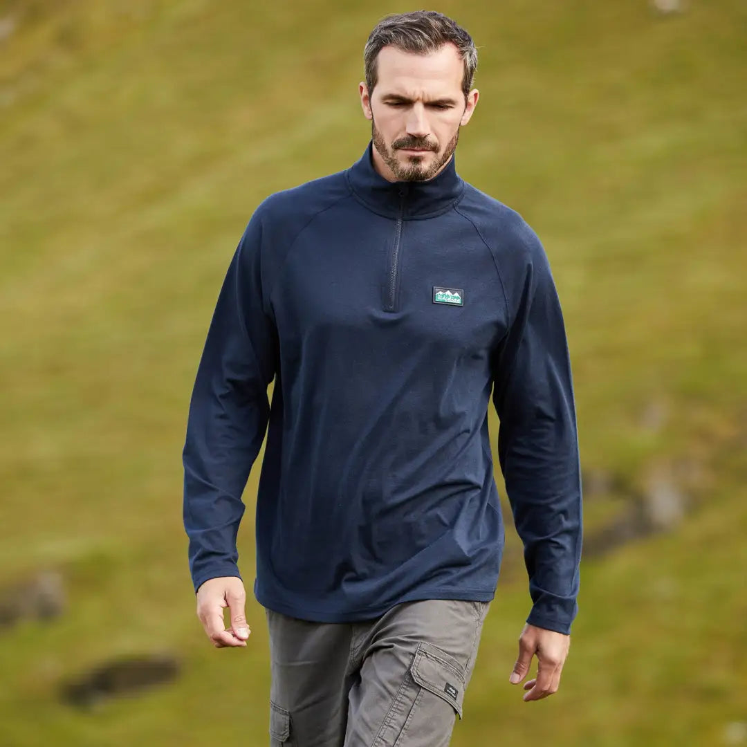 Navy blue Ridgeline Baseline Pull on Zip Top fleece for country clothing and outdoors