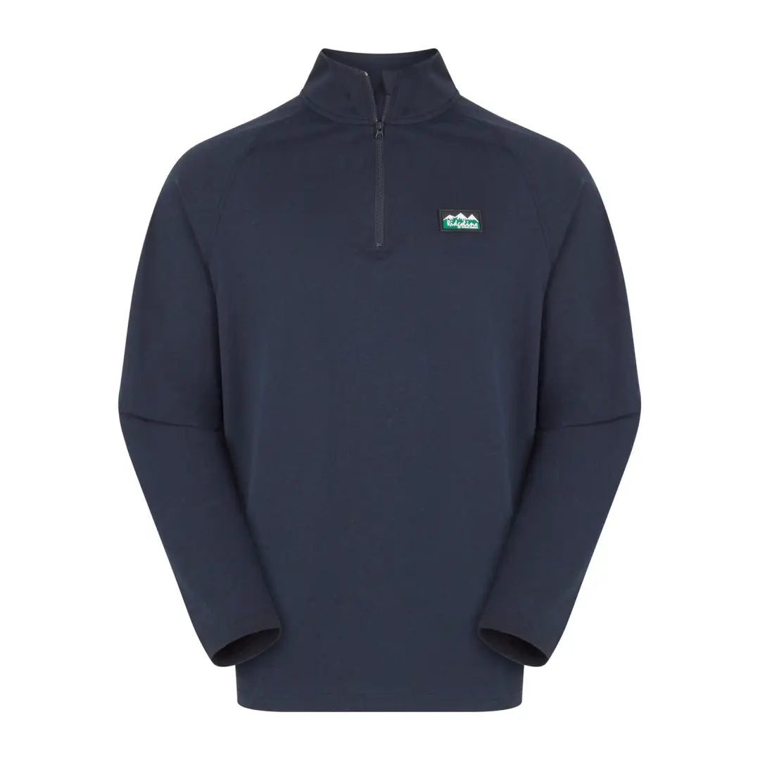 Navy blue quarter-zip pullover sweater, perfect for country clothing and outdoor adventures