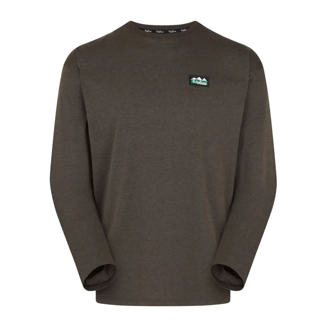 Dark brown long-sleeved crewneck Ridgeline Baseline Top for country clothing and outdoors