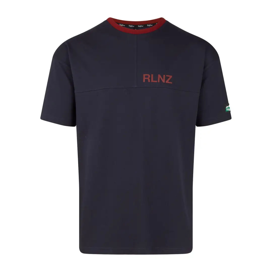 Navy blue Ridgeline Hose Down T-Shirt with red RLNZ text, perfect for country clothing and hunting